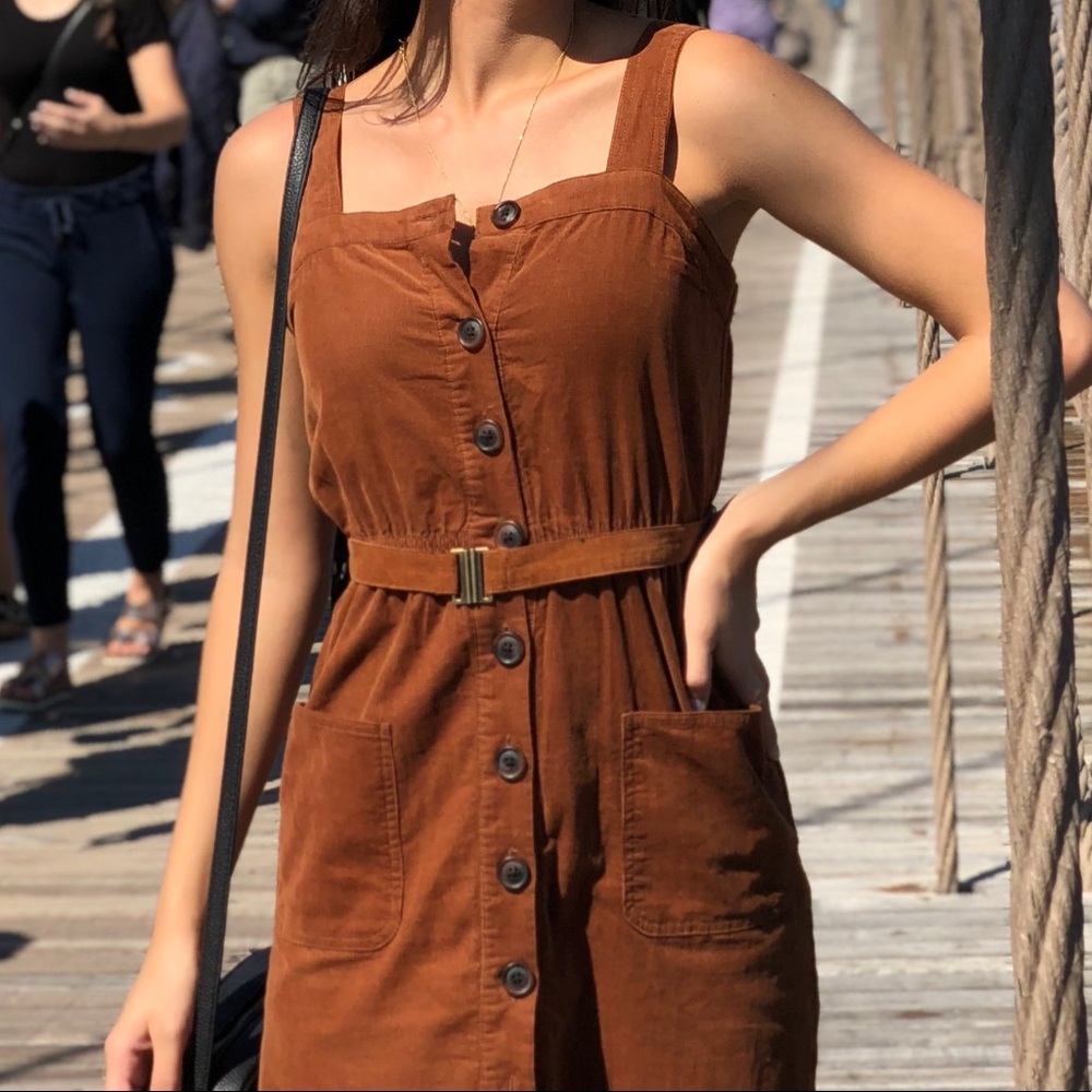 Urban Outfitters Corduroy Dress with Belt and Adjustable Straps - Size XS